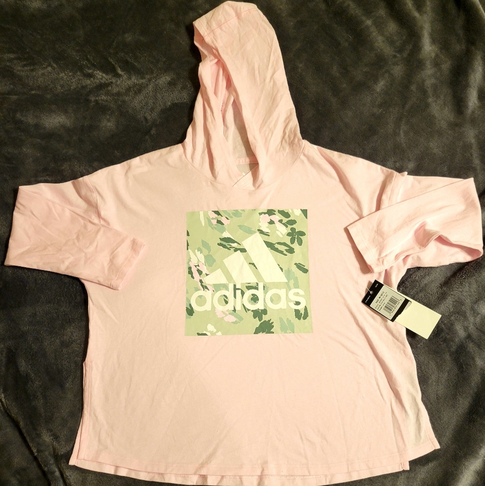 Adidas Girls Hooded Camouflage Logo Shirt